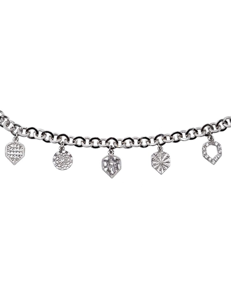 Pulsera  plata con 5 elementos plata.