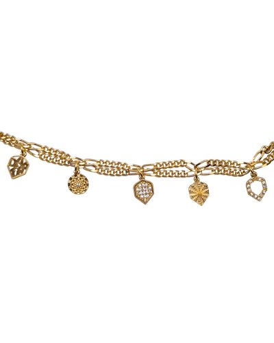 Pulsera  baño oro con 5 elementos oro.
