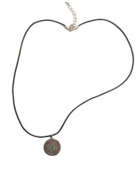 Leather Necklace Silver Dartboard