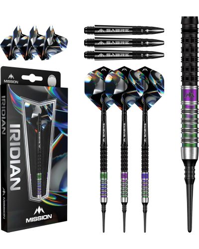 Mission Iridian Darts - punta de plástico - 90% - Negro & Coral - 20g
