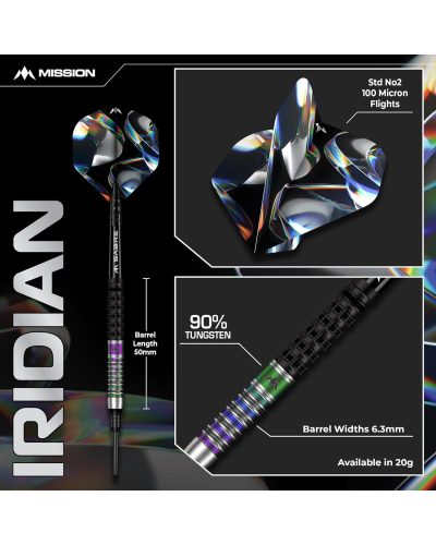 Mission Iridian Darts - punta de plástico - 90% - Negro & Coral - 20g