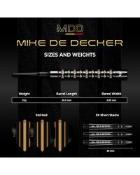 Mike De Decker Darts - 95% Tungsten - Black & Gold PVD - 20g