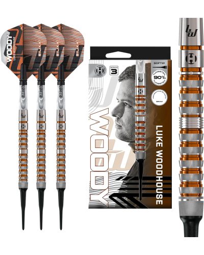 Dardos punta de plastico Harrows Luke Woodhouse Woody 90% tungsteno 18 gr