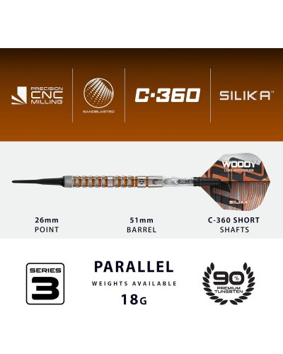 Dardos punta de plastico Harrows Luke Woodhouse Woody 90% tungsteno 18 gr