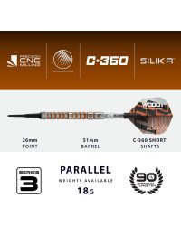 Dardos punta de plastico Harrows Luke Woodhouse Woody 90% tungsteno 18 gr