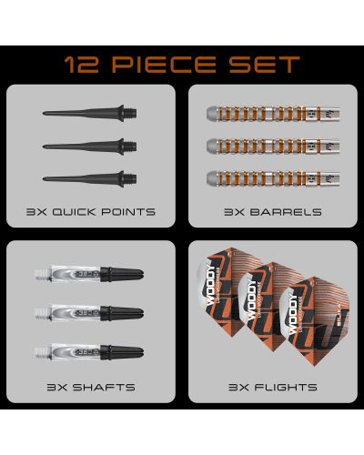 Dardos punta de plastico Harrows Luke Woodhouse Woody 90% tungsteno 18 gr